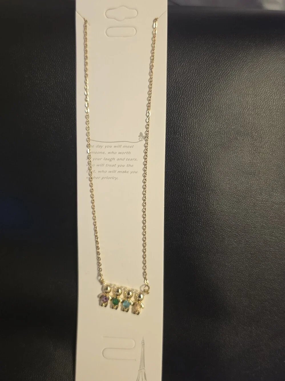 Gold Tone Multi-Gemstone Drop Pendant Necklace - Women Jewelry